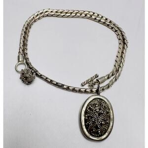 LOIS HILL DECORATIVE PENDANT NECKLACE Sterling Toggle 21" Thick Chain 2.6 oz